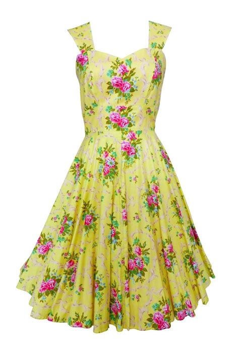 Yellow Floral 50s Dress Vintage Style Pigtails And Pirates