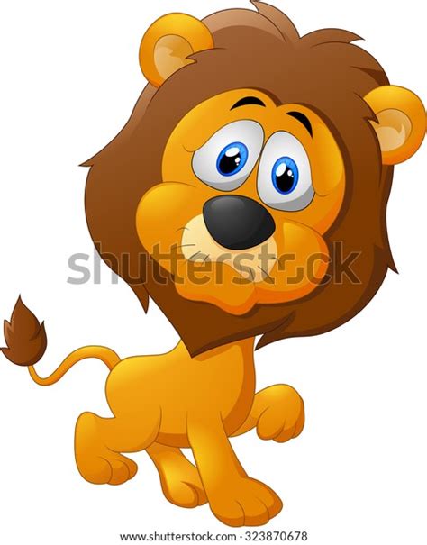Cute Lion Cartoon Walking Stock Illustration 323870678