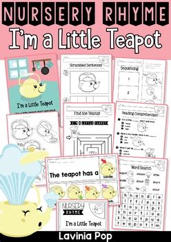 I'm a Little Teapot Nursery Rhyme Worksheets and Activities by Lavinia Pop