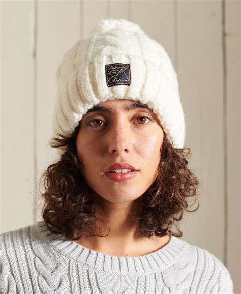 Superdry Tweed Cable Beanie Womens Womens Accessories