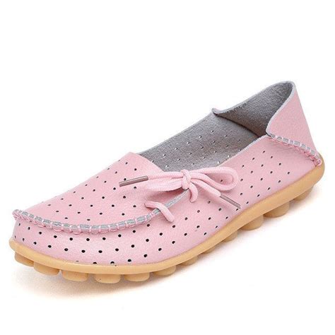 Pink Breathable Summer Shoes Comfortable Womens Leather Shoes With N