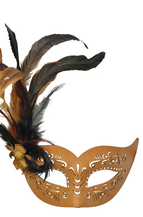 Feathered Divinity Masquerade Mask Light Brown