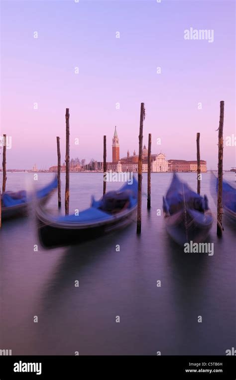 Italy Venice San Giorgio Maggiore Gondolas Stock Photo Alamy