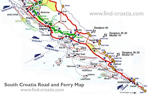 In the northern adriatic, you'll find pag, home to croatia's longest stretch of coastline. Dalmatia Road and Ferry Map