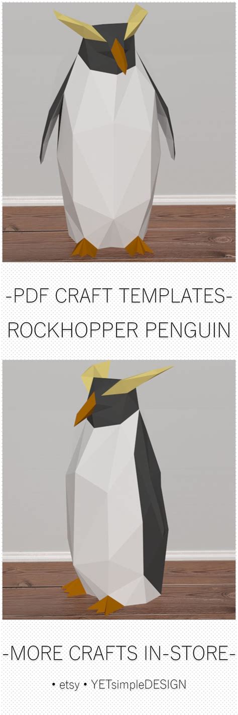 Papercraft Penguin Printable Diy Template Rockhopper Penguin Diy