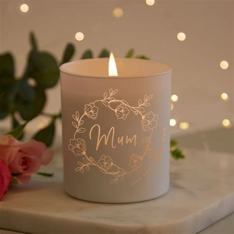 Personalised Floral Wreath Mother S Day Candle In 2021 Mothers Day