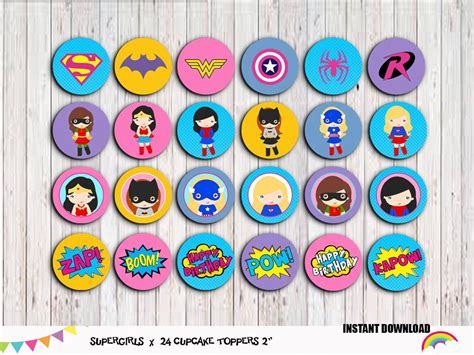 Supergirls Cupcake Toppers Superhero Girls Party Supplies Fiestas