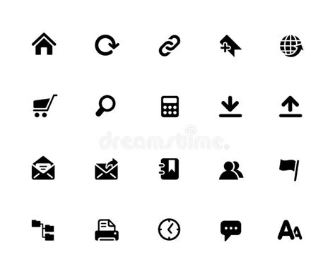 Website Icons 32 Pixels Icons White Series Stock Vector