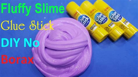 How To Make Fluffy Slime With Glue Stick Diy No Borax Baking Soda