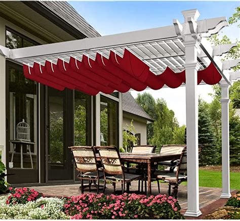 E K Patio Pergola Shade Cover Replacement Retractable Awning Waterproof Canopy Shade Wave Sail