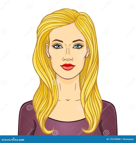 Animation Portrait Of The Young Beautiful White Woman With Long Blonde