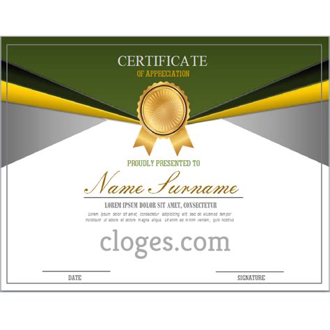 Editable Recognition Certificate Template