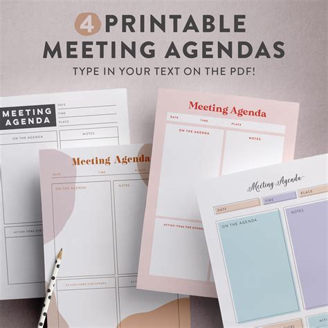 Free Stylish + Feminine Printable Meeting Agenda Template