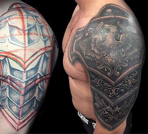 guys middle ages armor tattoos schulterpanzer tattoo tatoo 3d cover up tattoos body art