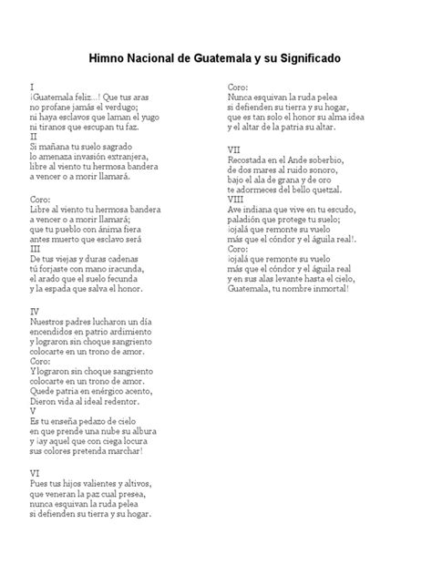 Himno Nacional De Guatemala Y Su Significado Pdf
