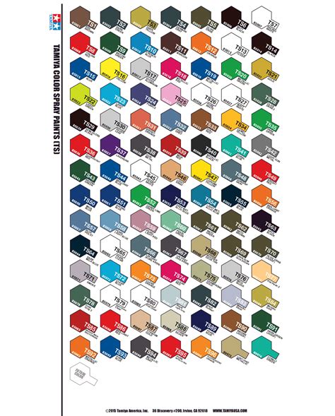Tamiya Spray Paint Color Chart A Visual Reference Of Charts Chart Master