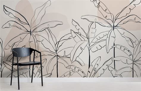 Neutral Pink Inky Tropical Wallpaper Mural Murals Wallpaper