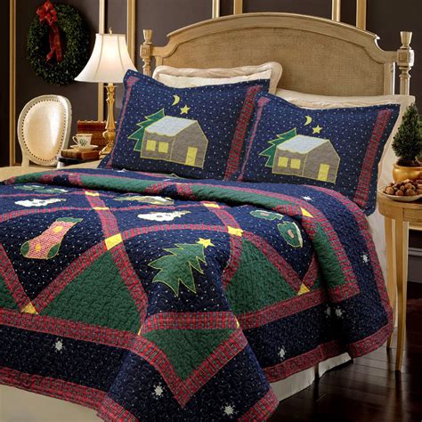 Best Bedding Inc Cozy Line Christmas Night Patchwork 3 Piece Quilt Set