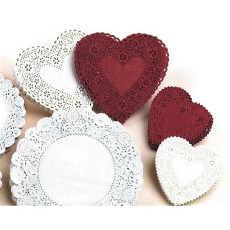 Heart Shaped Paper Lace Doilies 4 Pack Of 100 Red