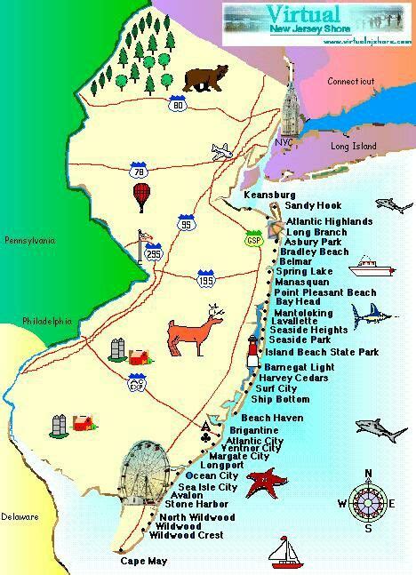 Jersey Shore Beach Map Nj Beaches New Jersey Beaches Surf City Ocean