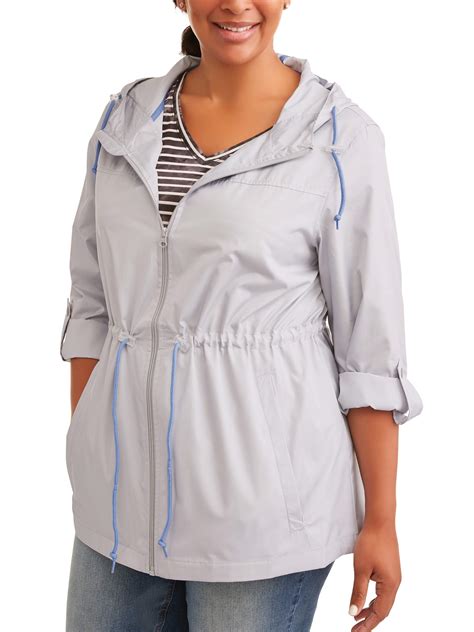 Weather Tamer Womens Plus Size Hooded Packable Anorak Zips Up Into A Small Pouch