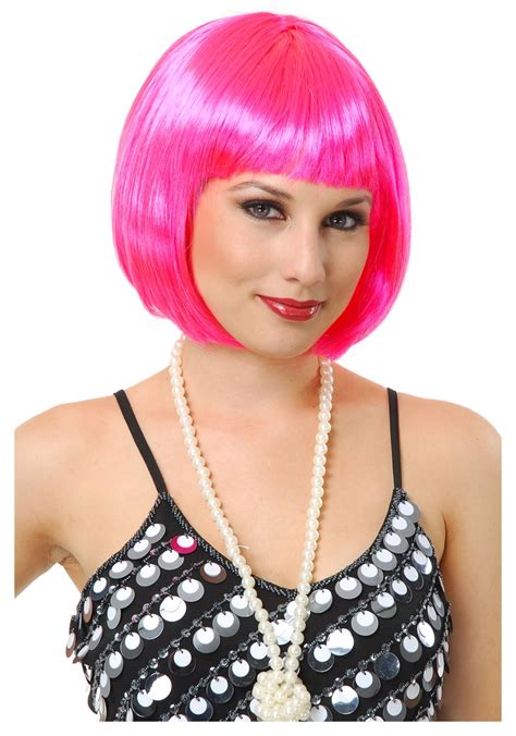 Retro Hot Pink Short Bob Wig 80s Retro Accessory Pink Wig Pink Wigs Costume Short Bob Wigs