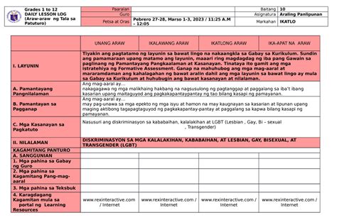 Dll Araling Panlipunan Week Grades Daily Lesson Log Pang Araw My Xxx