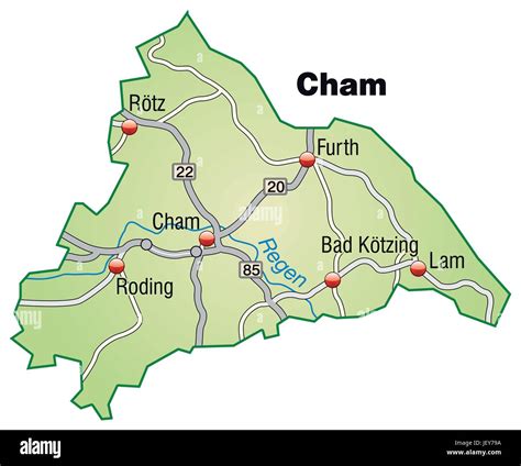 Mapa De Cham Con La Red De Transporte En Color Verde Pastel Imagen