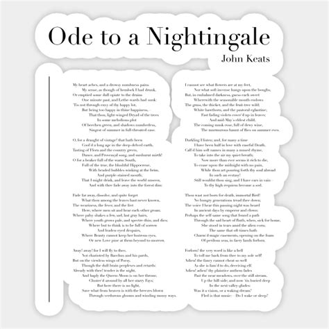 Ode To A Nightingale By John Keats John Keats Sticker Teepublic