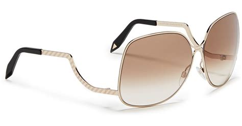 Victoria Beckham Drop Temple Oversized Sunglasses In Metallic Lyst