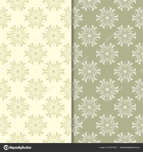 Olive Green Floral Backgrounds Set Seamless Patterns Textile Wallpapers