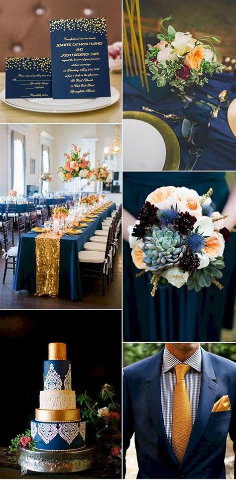40 Gorgeous Navy Blue Wedding Party Decoration Ideas Peach Wedding