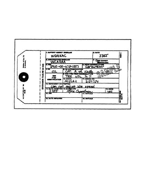 Figure 44 Da Form 2402 Exchange Tag Used For Repair Request