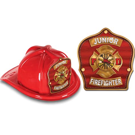 Deluxe Fire Hats Junior Firefighter Red Gold Design Stock