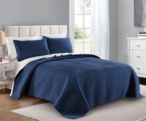 Quilt Set King Cal King California King Size Navy Oversized Bedspread