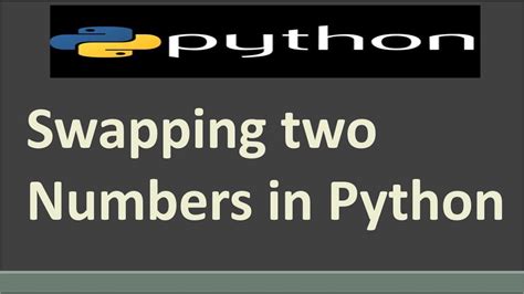 Swapping Two Numbers In Python Python Tutorial YouTube
