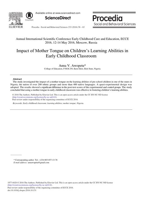 There are more or less ten lessons in a quarter. (PDF) Impact of Mother Tongue on Children's Learning ...