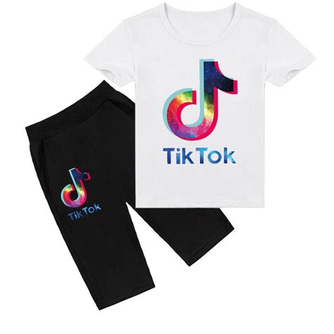 Buy Leisure Kids Colorful Printed Tik Tok Sports Suit Vibrato Tiktok