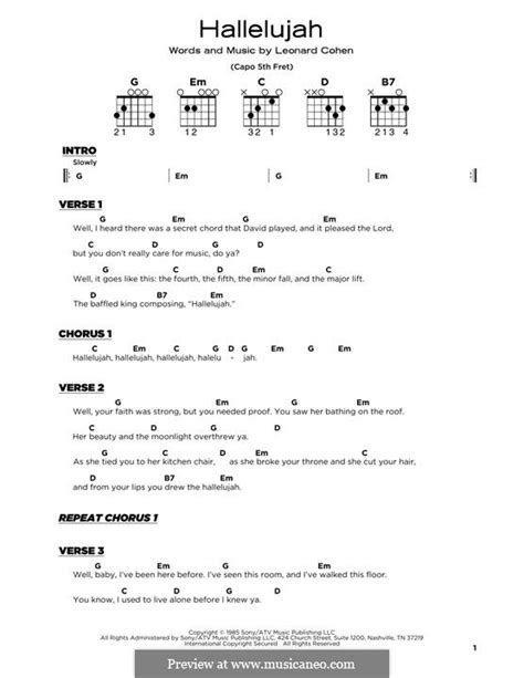 Hallelujah Chord Chart Labb By Ag
