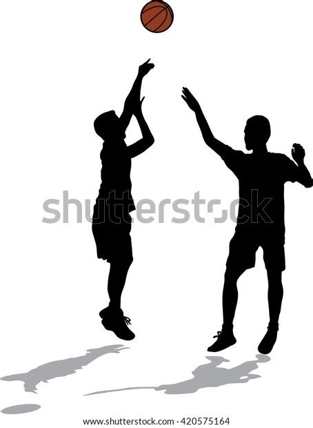 Two Black Silhouettes Men Playing Basketball Stock Vector Royalty Free