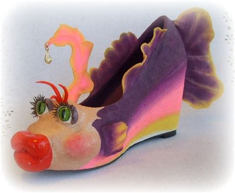 Paper Mache Fish Shoe Ooak Etsy Crazy Shoes Ugly Shoes Funny Shoes