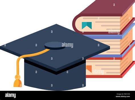 Stack Books And Graduation Hat Vector Illustration Stock Vector Image