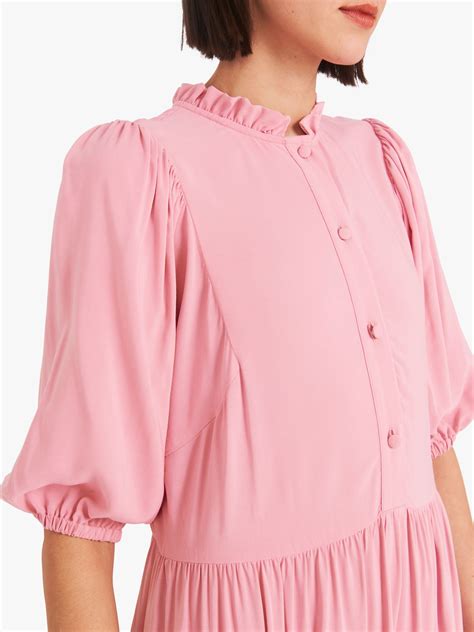 Finery Kyra Tiered Midi Dress Pink