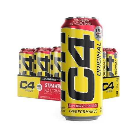 C4 Energy Carbonated Pre Workout Drink Strawberry Watermelon 12 16oz Cans