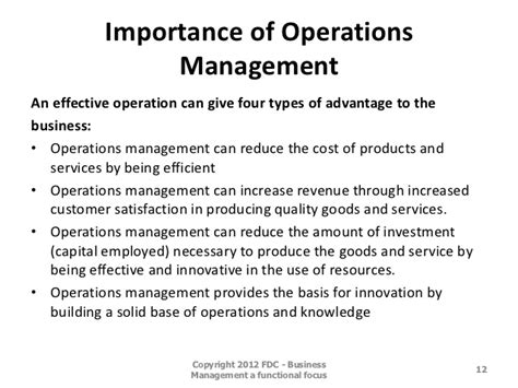As a primary business function, along with marketing and finance, the operations function plays an important and strategic role in achieving a company's future plans. Chapter 8 slides operations management