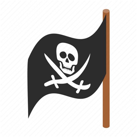 Danger, flag, isometric, jolly, pirate, roger, skull icon - Download on png image