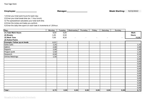 Time Tracking Excel Spreadsheet Templates Quidlo