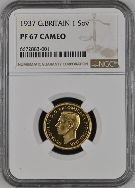 1937 Gold Proof Sovereign Graded Ngc Pf67 Cameo Uk