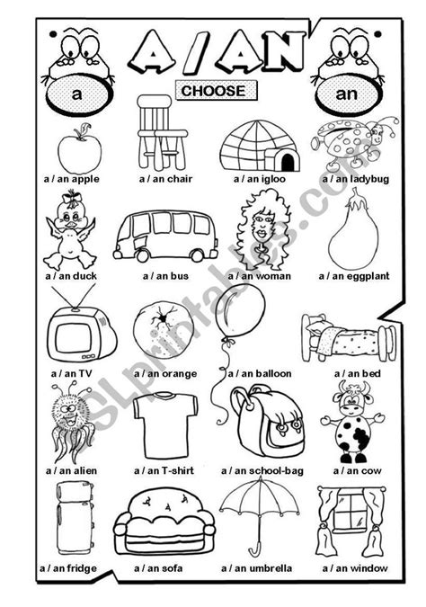 A An 12 Worksheet Learning English For Kids English Grammar
