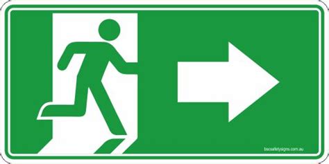 Emergency Exit Right Arrow Safety Signs And Stickers Bsc Safety Signs